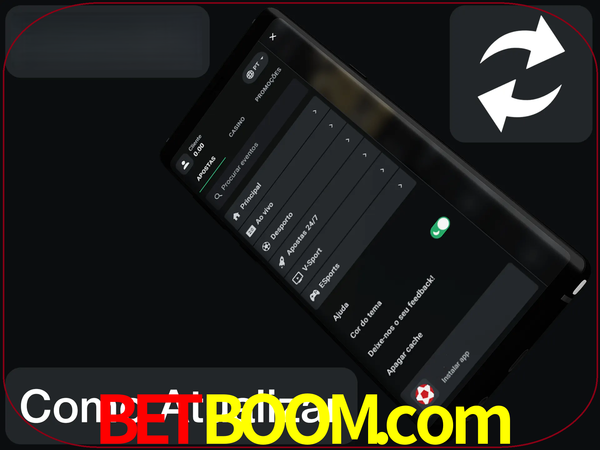 O aplicativo é atualizado automaticamente quando você faz o login.