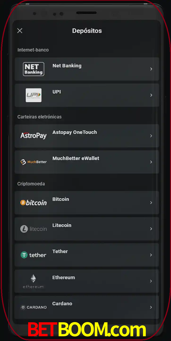Você pode usar métodos alternativos de depósito.